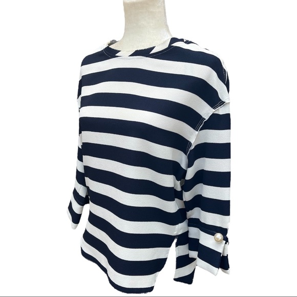 Zara Nautical Navy Striped Top | Small - Picture 10 of 14